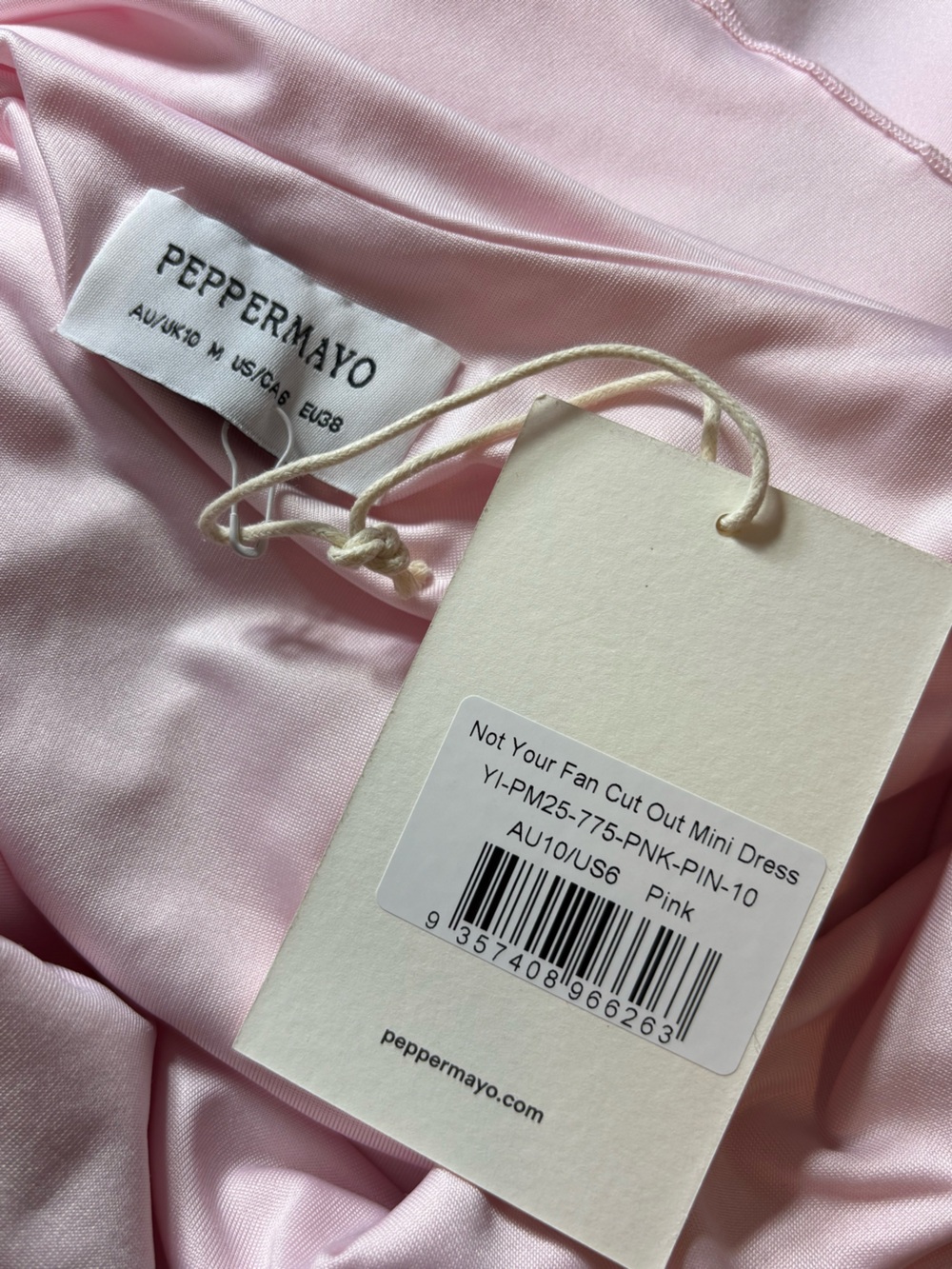 NWT New Not Your Fan Cut Out Pale Pink Mini Dress One Shoulder Sz 6 - Picture 12 of 12
